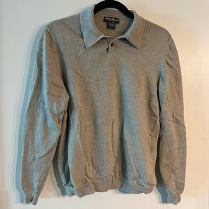 Eddie Bauer Collared Henley Merino Wool Sweater / Size: large / Color: Taupe